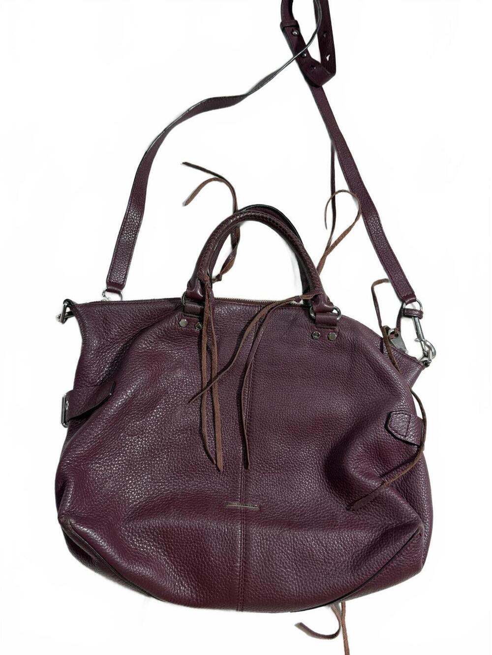 Rebecca Minkoff Burgundy Purple Leather Purse Chunky Zippers